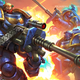 Warhammer 40,000's Space Marines attack in art from Magic: The Gathering Universes Beyond